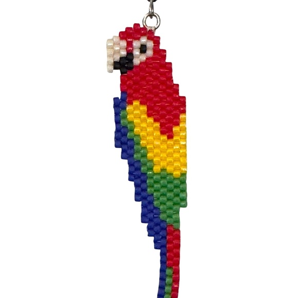 Hand Crafted Colorful Parrot Beaded Earrings - Picture 6 of 6